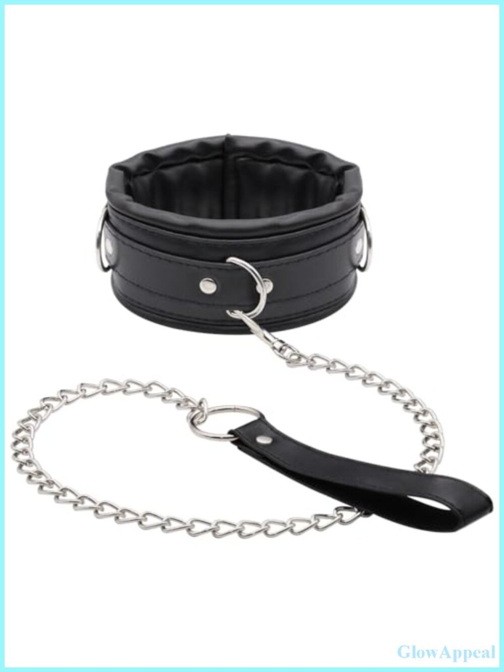 Faux Leather Choker Necklace with Detachable Chain Leash for Cosplay Goth Rave